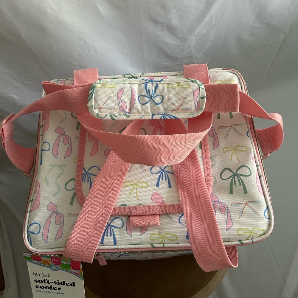 *New* Fit + Fresh Pink and Colorful Bow Design Soft-Sided Cooler - Picture 8 of 16